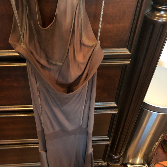 Silk and knit halter midi taupe dress M 8 - Picture 2 of 6